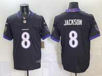 Men's Baltimore Ravens #8 Lamar Jackson Black 2026 Alternate Vapor Limited Jersey