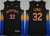 Men's New Yok Knicks #32 Karl-Anthony Towns Black 2025/26 Statement Edition Stitched Jersey