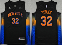 Men's New Yok Knicks #32 Karl-Anthony Towns Black 2025/26 Statement Edition Stitched Jersey