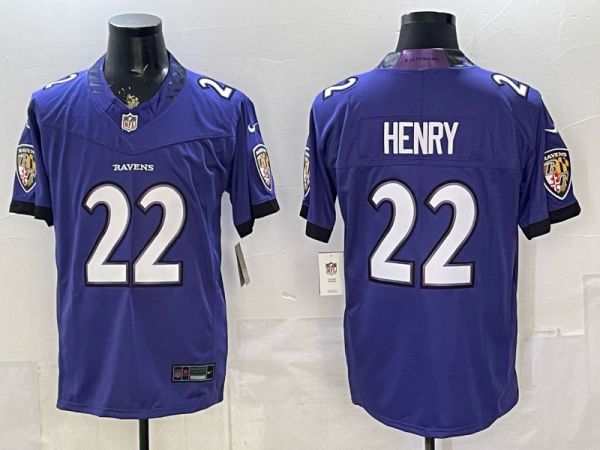 Men's Baltimore Ravens #22 Derrick Henry Purple 2026 Alternate Vapor Limited Jersey