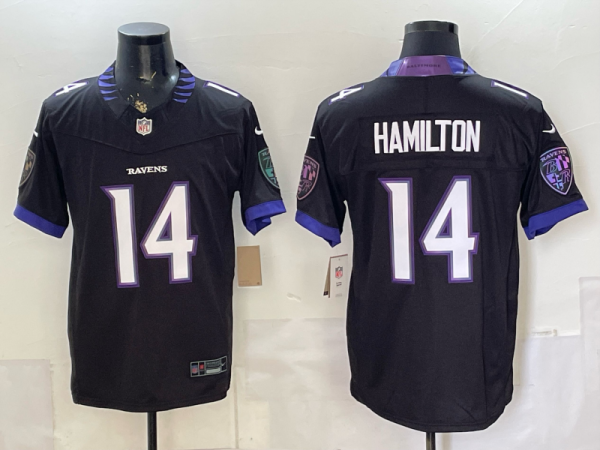 Men's Baltimore Ravens #14 Kyle Hamilton Black 2026 Alternate Vapor Limited Jersey