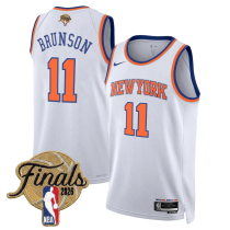 Men's New Yok Knicks #11 Jalen Brunson White 2026 Finals Patch Icon Edition Stitched Basketball Jersey