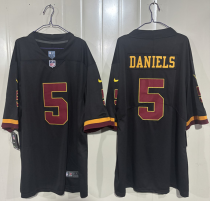 Men's Washington Commanders #5 Jayden Daniels Black 2026 Hail Raiser Alternate Vapor Limited Jersey