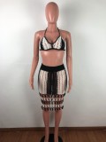 Sexy Knitting Haler Hollow Out Two Piece Skirt Set OSM-4072