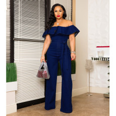 Denim Ruffles Off Shoulder Jeans Jumpsuits YM-9122