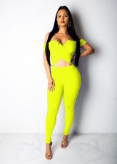 Solid Off Shoulder Slim Jumpsuit YM-9106