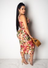 Sexy Printed Sleeveless Bodycon Midi Dresses JH-107