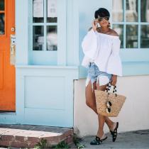 Sexy Slash Neck Flare Sleeve Loose Tops LSL-6261