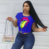 Lips Print Casual Short Sleeve T Shirts LM-8053