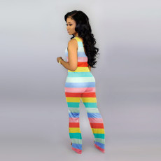 Colorful Print Sleeveless Long Jumpsuits WSM-5091