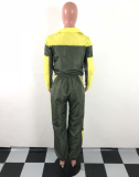 Patchwork Crop Tops And Loose Pants Set LA-3056