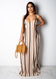 Printed Spaghetti Strap Loose Long Dresses TR-907
