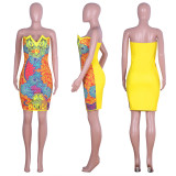 Sexy Strapless Off Shoulder Bodycon Print Dresses NIK-008