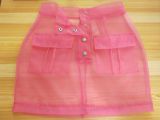Solid Organza Perspective Button Up Two Piece Mini Skirt Set BN-9184