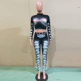 Trendy Printed Long Sleeve Bodycon 2 Piece Pants Set BN-9199