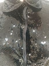 Black Sequin Long Sleeve Irregular Jacket Coats AL-136