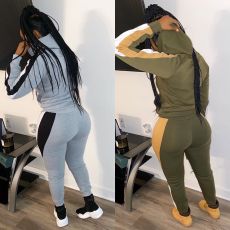 Plus Size Casual Hooded Zipper Two Piece Sets BLX-7340