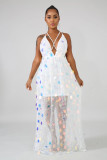 Sexy Sequin Backless Strappy V Neck Maxi Dresses LA-3147