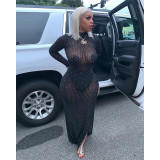 Sexy Mesh See Through High Split Maxi Dresses ASL-6211