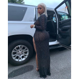 Sexy Mesh See Through High Split Maxi Dresses ASL-6211