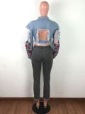 Casual Ripped Holes Embroidery Denim Jacket Coats LA-3150