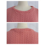 Solid Knitted Sweater Long Pants Two Piece Sets TE-3583