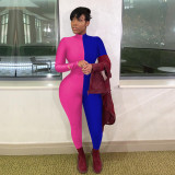 Contrast Color Long Sleeve Skinny Jumpsuits TE-3890