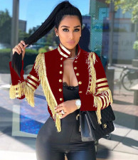 Plus Size Tassel Double Breasted Short Jacket Coats MOF-5113