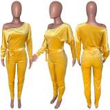Sexy Velvet Batwing Sleeves Sashes Jumpsuits CH-8089