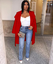 Trendy Lapel Full Sleeve Long Cardigan Coat MEI-9067