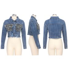 Casual Long Sleeves Short Denim Jacket Coat SMR-9526