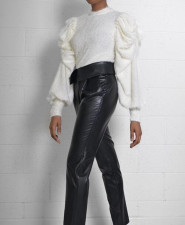 Trendy Knitted Puff Sleeve Pullover Sweater Tops FNN-8347