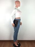 Denim Mesh Patchwork Stretch Skinny Jeans Pants LA-3159