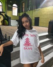 White Letter Print Casual Loose O Neck T Shirt FNN-8224