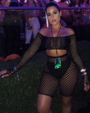 Sexy Mesh Fishnet Hollow Two Piece Shorts Set Plus Size FNN-8110