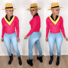 Casual Long Sleeve Zipper Pullover Tops WY-6608