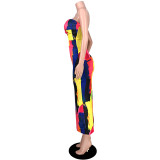 Sexy Hollow Out Print Long Dress ASL-6237