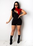 Contrast Color Short Sleeve Bodycon Rompers MEM-8263