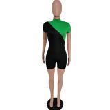 Contrast Color Short Sleeve Bodycon Rompers MEM-8263