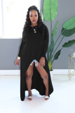 Solid Long Sleeve Irregular High Low Maxi Dress NK-8480