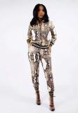 Snake Print Two Piece Pant Suit HMS-5180