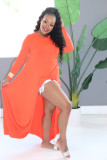 Solid Long Sleeve Irregular High Low Maxi Dress NK-8480