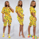 Butterfly Print Casual Loose Two Piece Shorts Set TE-3977