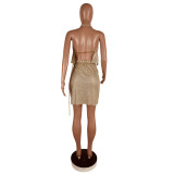 Sexy Shiny Backless Irregular Club Skirt Sets CHY-1209