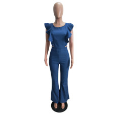 Plus Size Denim Hollow Jeans Jumpsuits LSD-8327