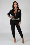 Casual Long Sleeve Zipper Two Piece Pants Set MDF-5115