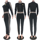 Casual Long Sleeve Zipper Two Piece Pants Set MDF-5115
