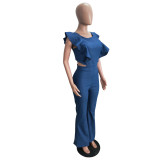 Plus Size Denim Hollow Jeans Jumpsuits LSD-8327