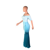 Sexy Fashion Patchwork Wrapped Long Dress BS-1095