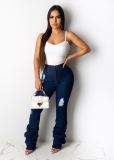 Denim Ripped Hole Piles Skinny Jeans Pants LSD-8649